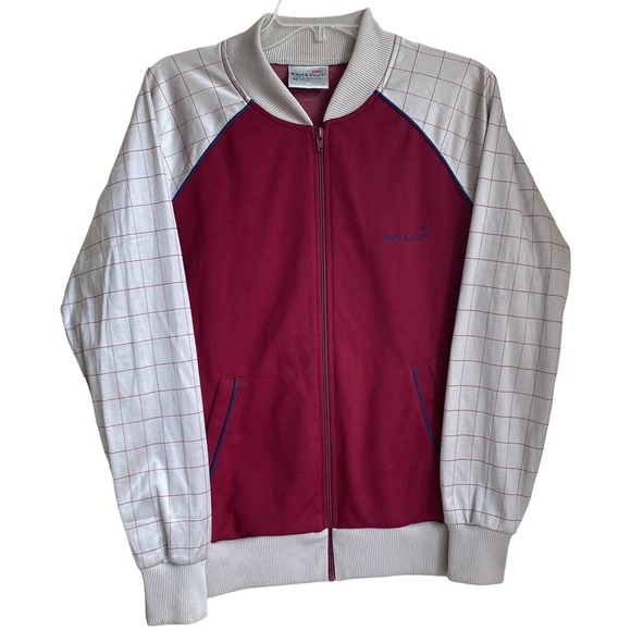 Tracksmith Other - Vintage Track Jacket Mens Medium Tennis 80s Colorblock Striped Maroon Athleisure
